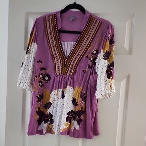 Elegant Purple Floral Blouse